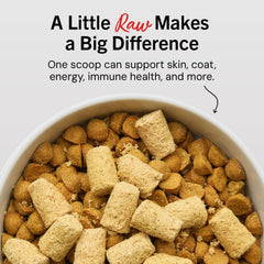 Stella & Chewy's close-up chicken chunks showcase organs and bones for nutrition.