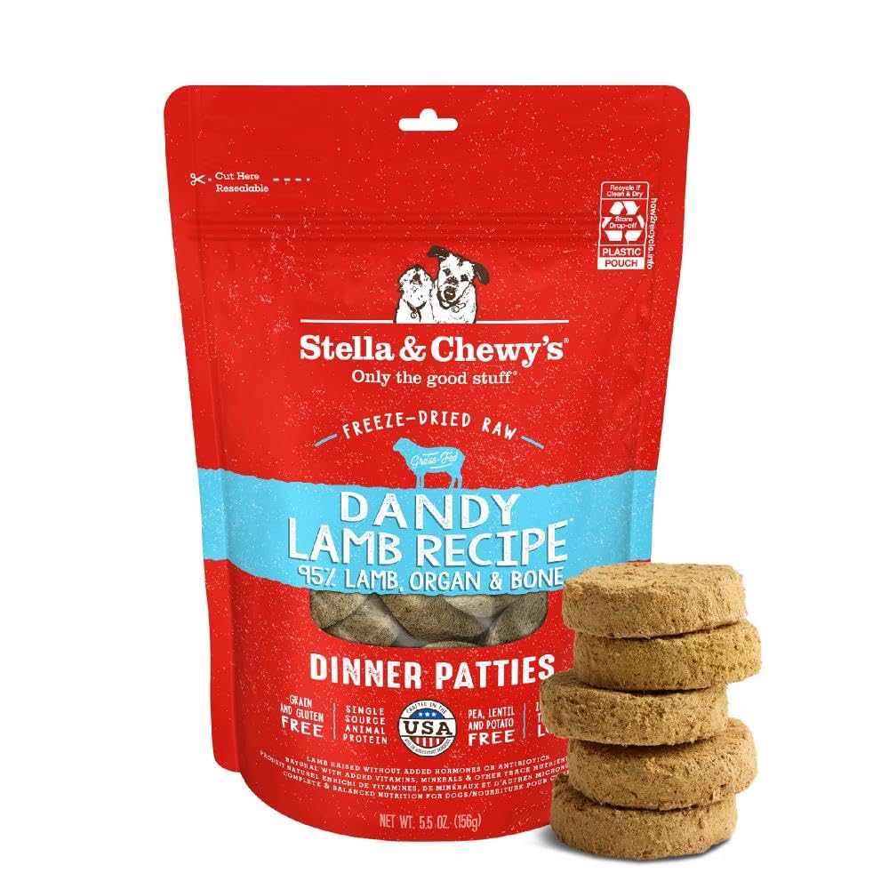 Stella & Chewy's Dandy Lamb patties packaging designed to entice picky eaters.