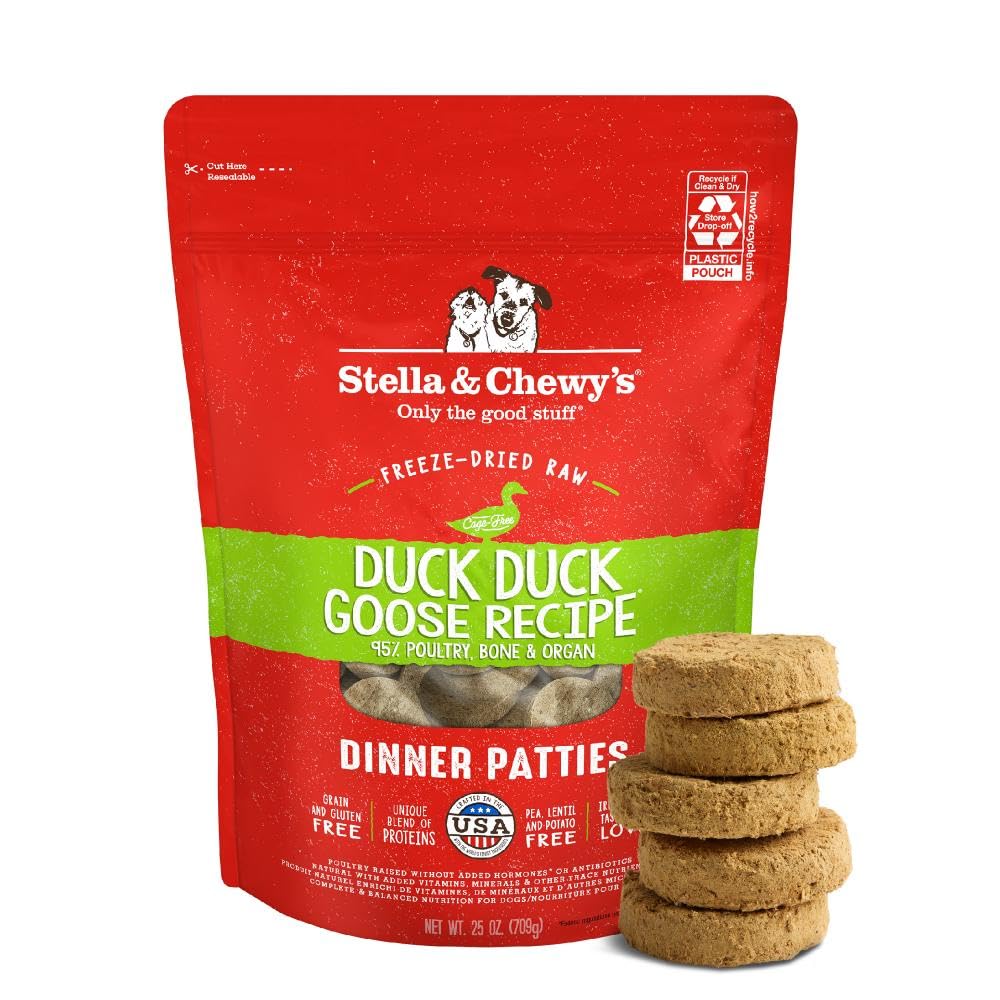 Stella & Chewy's Duck Dinner Patties pack with freeze-dried raw nutrition for picky eaters.