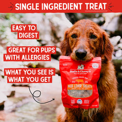 Close-up of Stella & Chewy's freeze-dried beef liver chunks showing natural texture.
