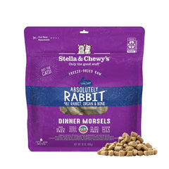 Stella & Chewy's rabbit morsels in a bag for convenient cat nutrition.