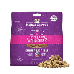 Stella & Chewy's freeze-dried salmon-chicken pack showing premium protein for cats