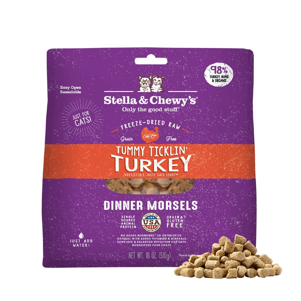 Stella & Chewy's turkey morsels for cats—protein-rich bite-sized nutrition