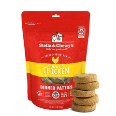 Stella & Chewy's freeze-dried raw chicken patties served in a bowl for picky eaters.