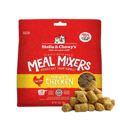 Stella & Chewy's freeze dried raw chicken meal mixers bag shown for convenient dog nutrition