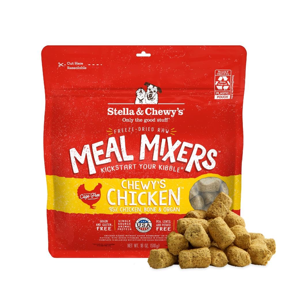 Stella & Chewy's meal mixers packaging on display for easy feeding
