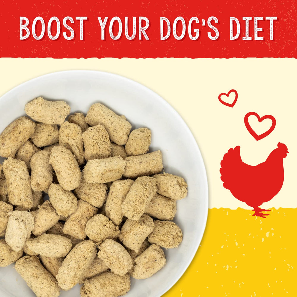 Close-up of Stella & Chewy's freeze-dried raw dog food bag showing premium nutrition.