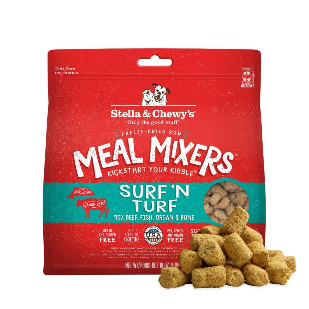 Stella and Chewy's Surf and Turf meal mixers bag boosts feeding flavor.