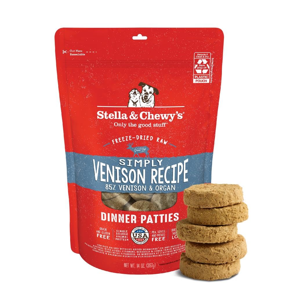 Stella & Chewy's venison patty serving entices picky eaters with rich aroma