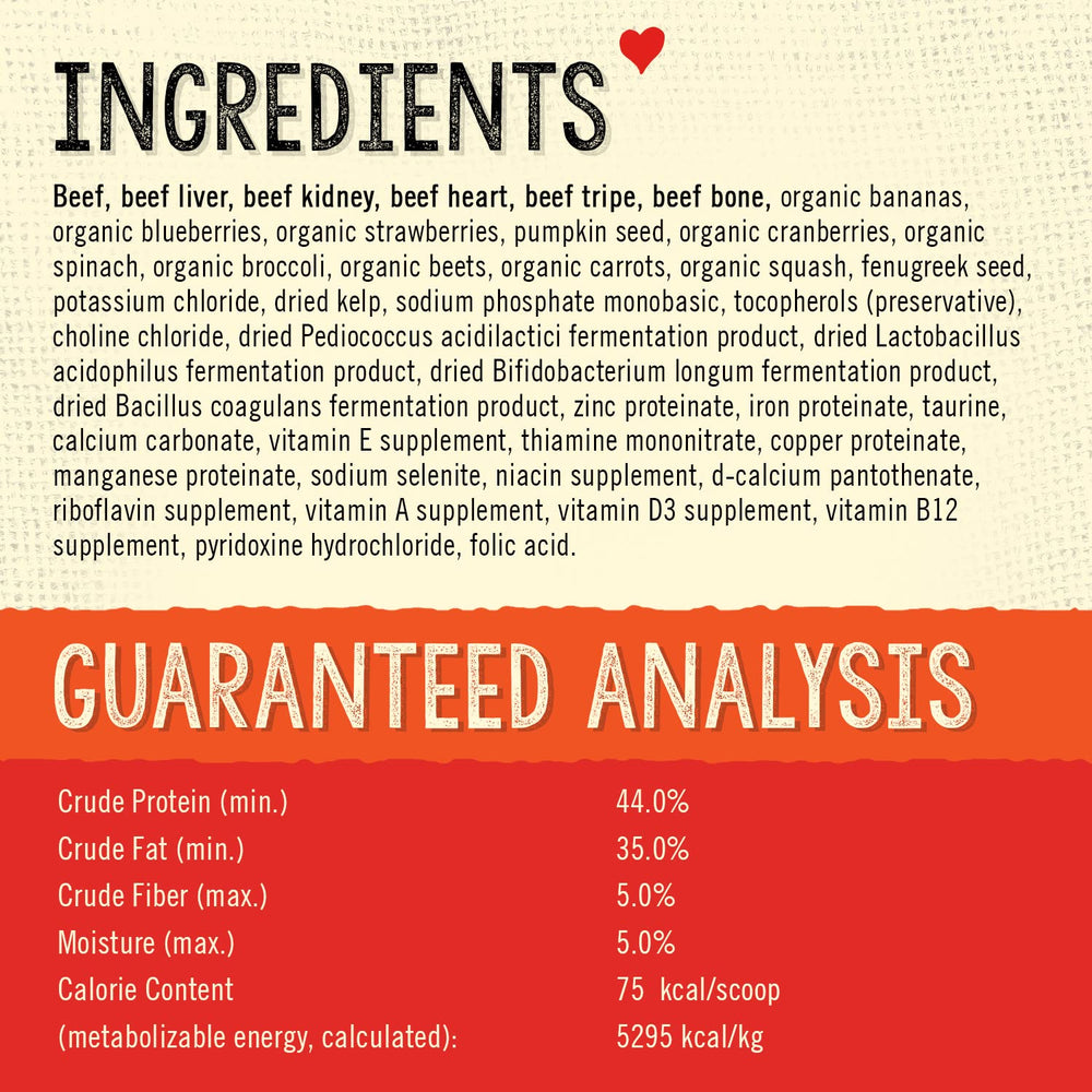 Stella & Chewy's grain-free beef meal mixers packaging highlights quality ingredients.