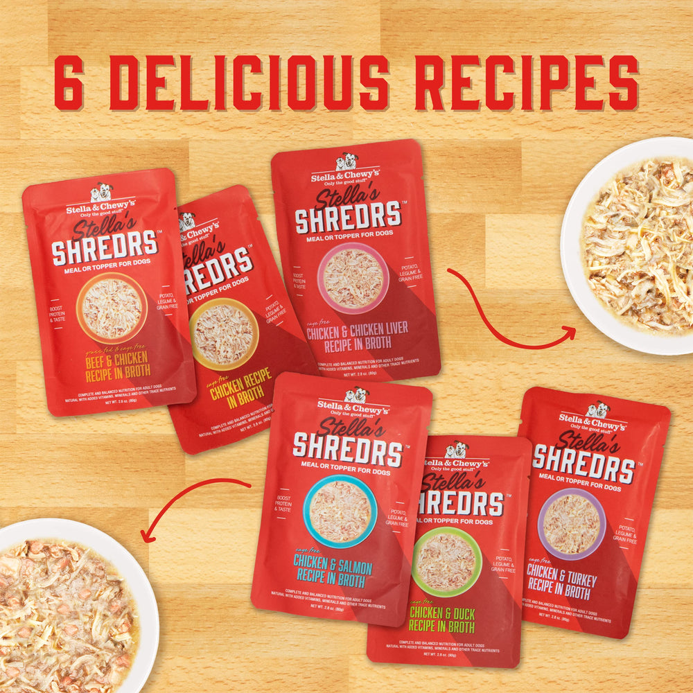 Stella & Chewy's Shredrs grain-free recipe without grains or fillers.