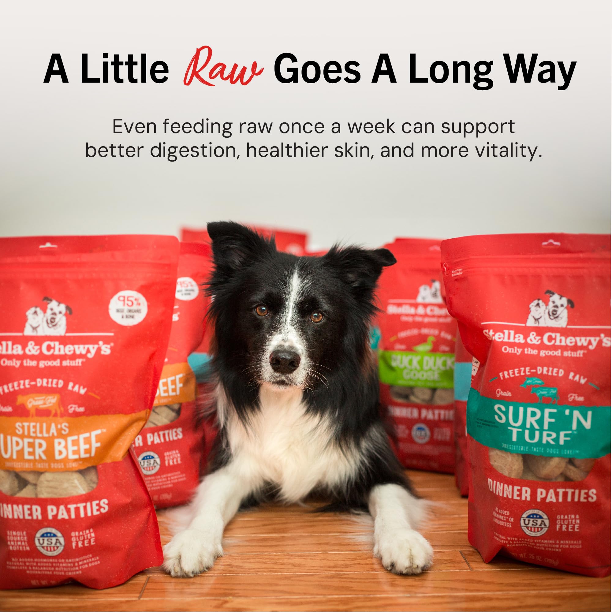 Stella & Chewy's probiotic-enhanced formula supports digestive health.