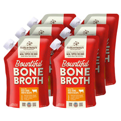 Stella & Chewy's grass-fed beef bone broth pour enhances meals with hydration and flavor.
