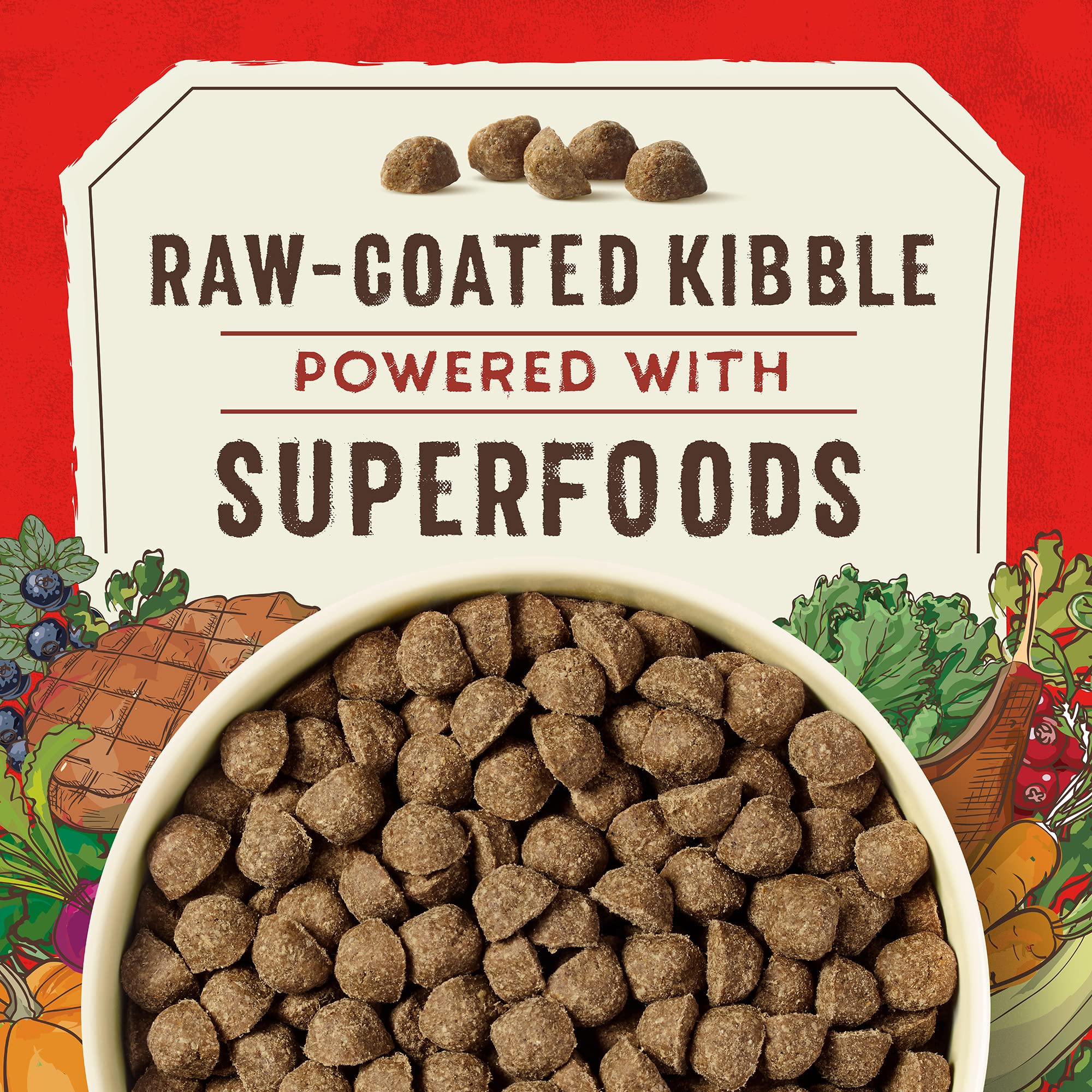 Stella & Chewy's grass-fed beef liver lamb kibble in a bowl for dogs.