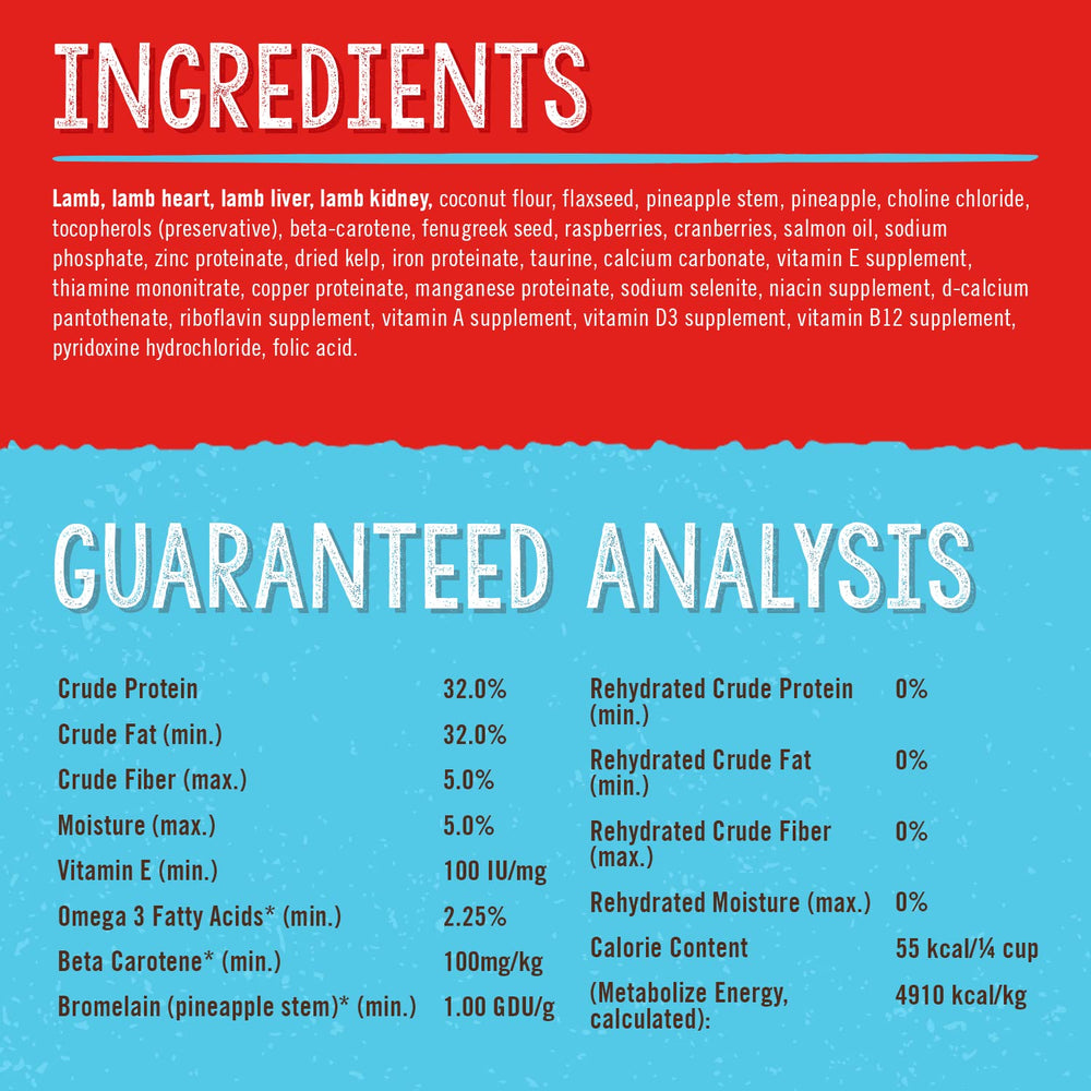 Stella & Chewy's grass-fed lamb and organs for whole prey nutrition.