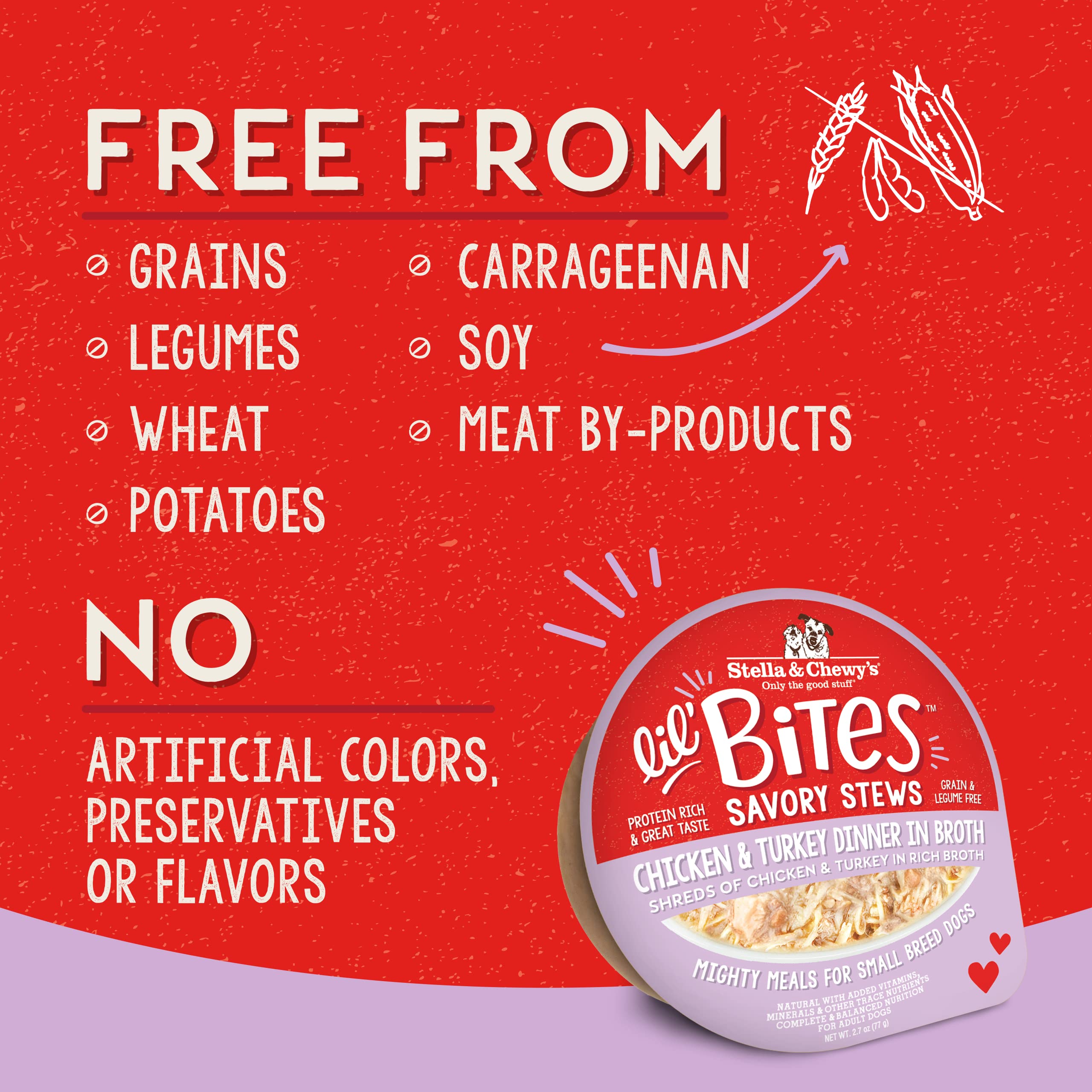 Pack of 12 Stella & Chewy's Lil Bites Stews for small breeds.