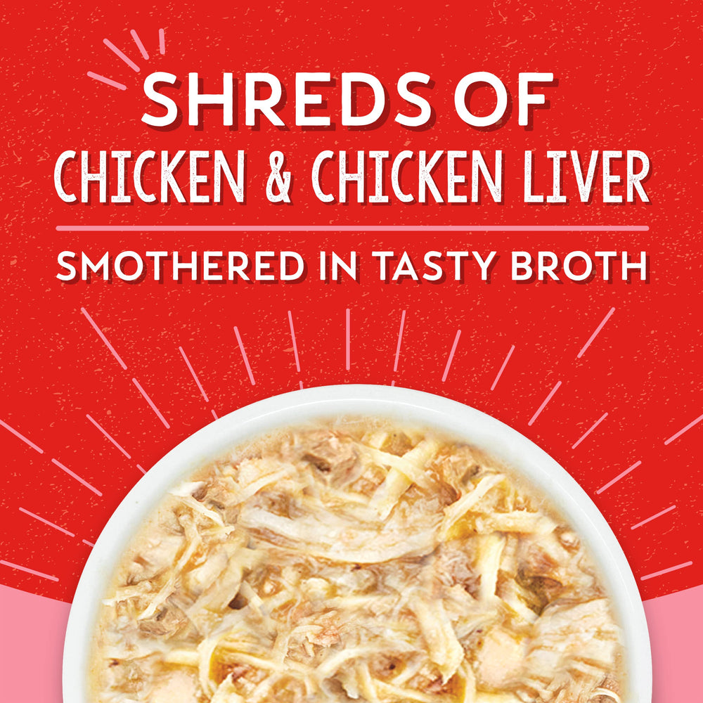 Broth pours from cup, highlighting tender pieces ideal for mealtime hydration.