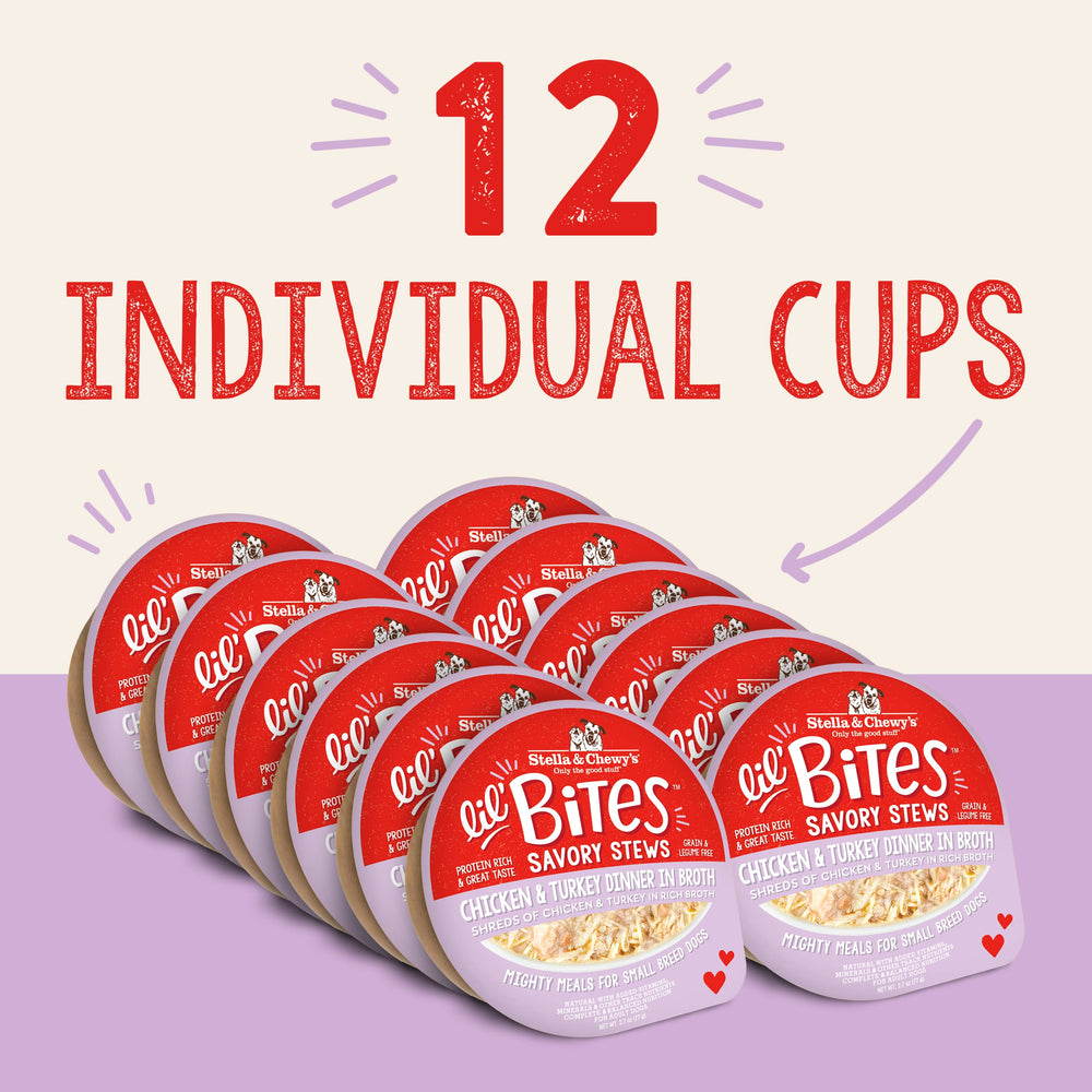 Stella & Chewy's Lil Bites packaging of recyclable cups.
