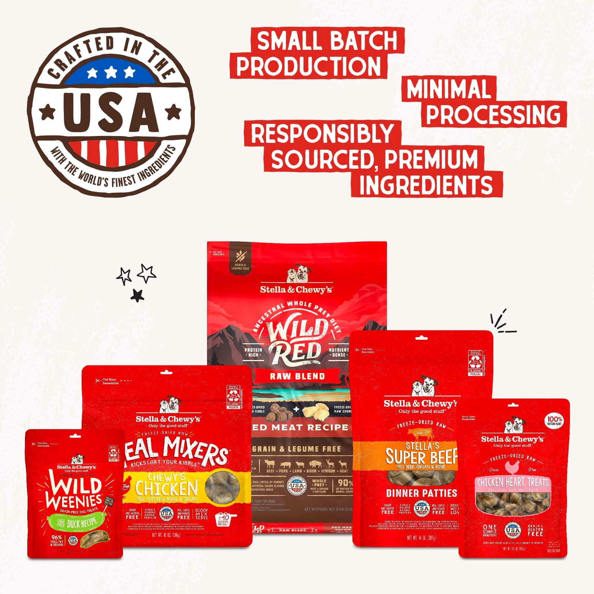Omega-3 rich salmon in Stella & Chewy's Shredrs supports coat health
