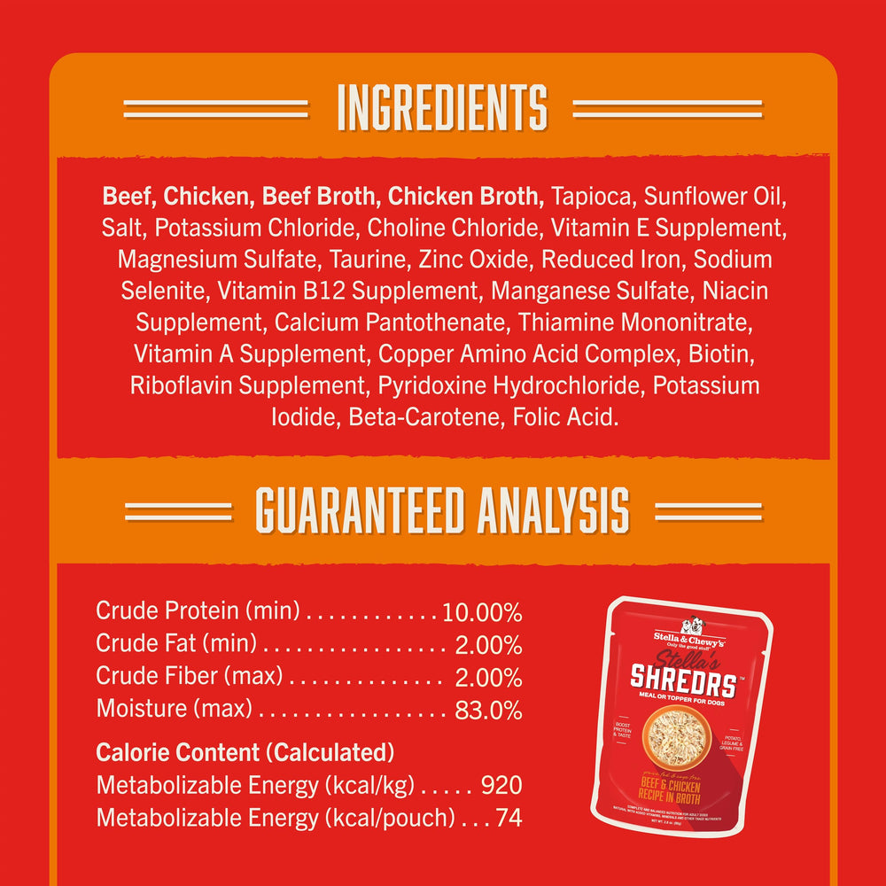 Shredrs being used as a kibble topper with rich broth.