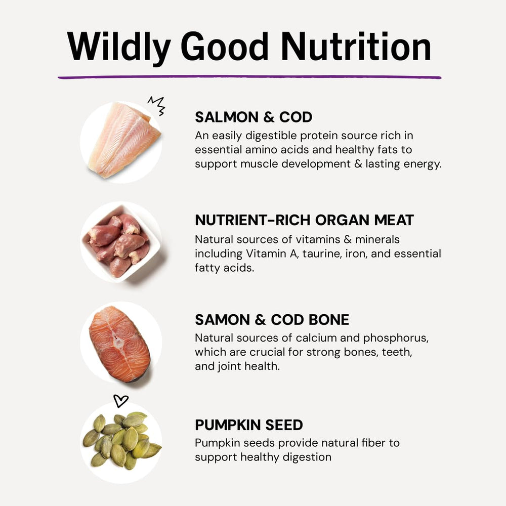 Probiotics, taurine, and omega fatty acids in Stella & Chewy's formula.