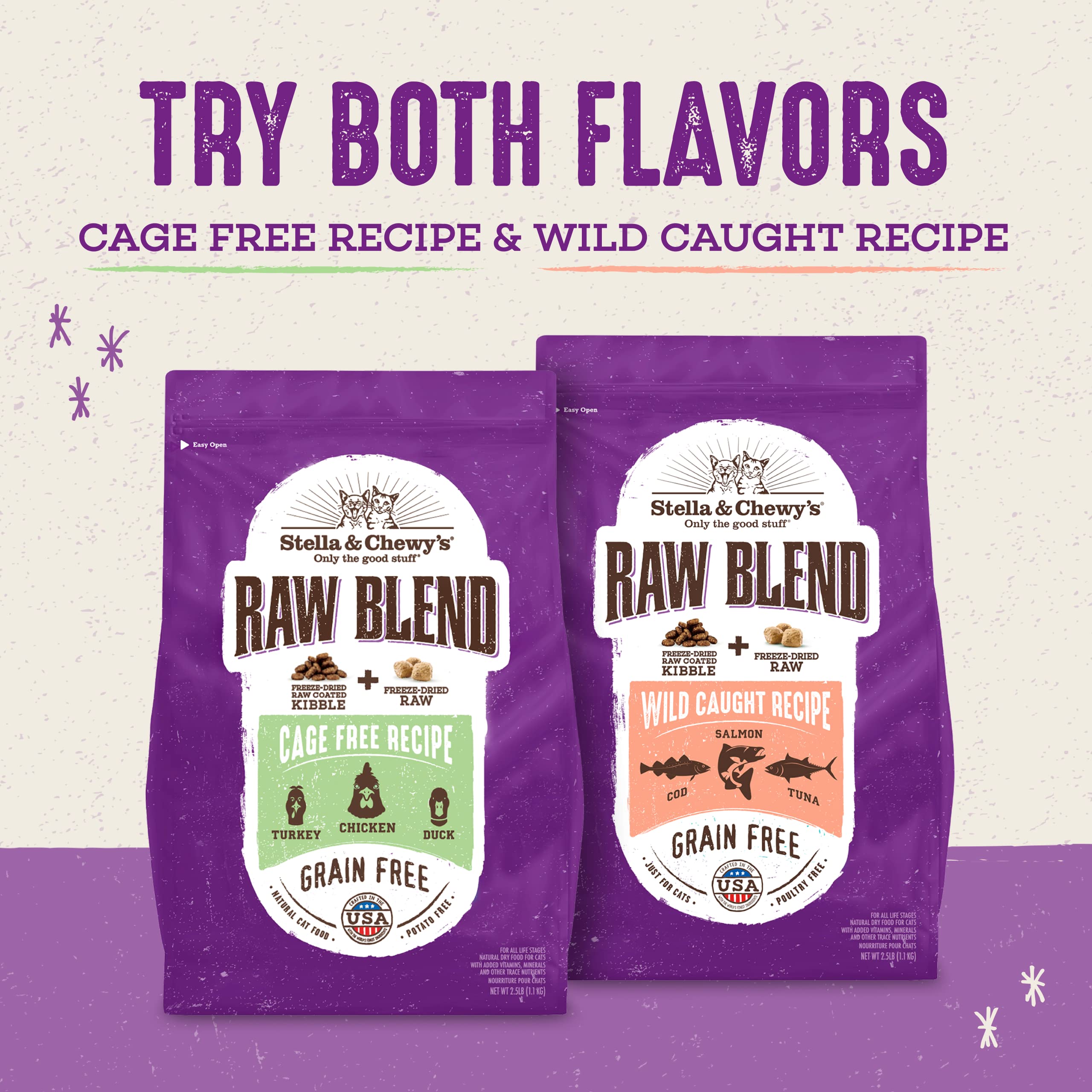 Stella & Chewy's no-fillers kibble bowl illustrating clean, protein-rich nutrition.