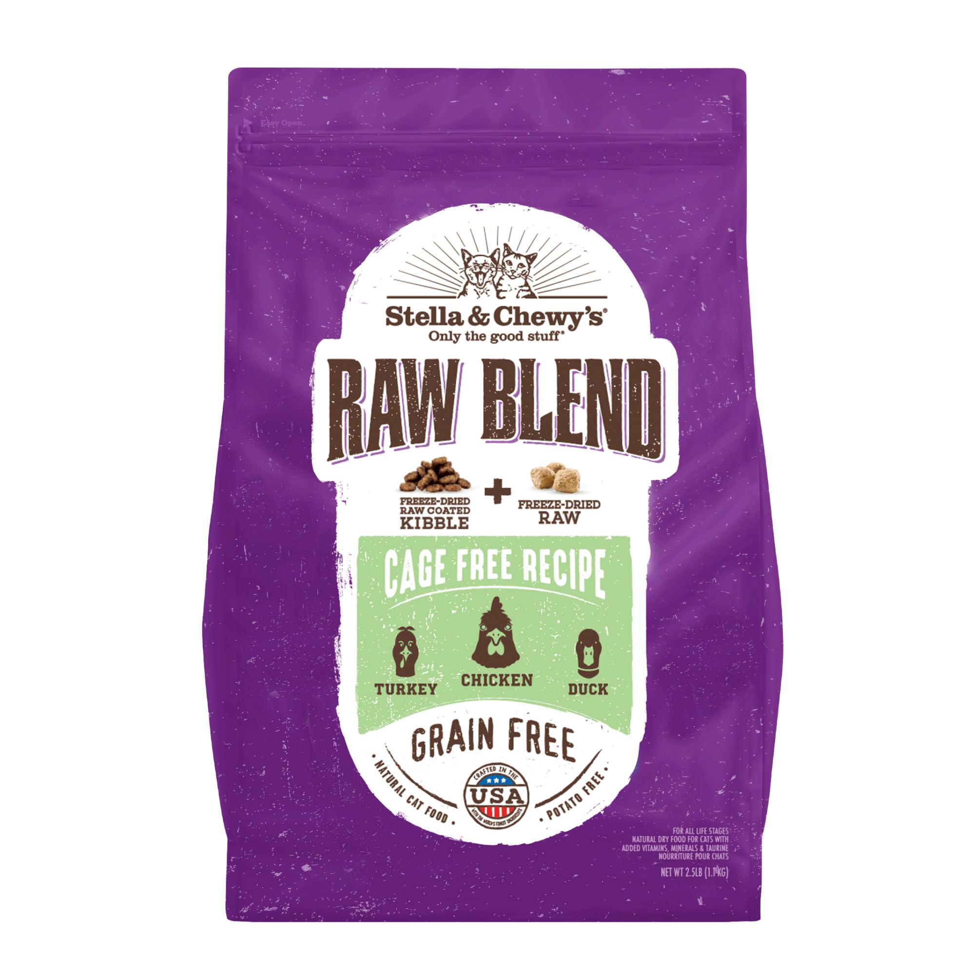 Stella & Chewy's Raw Blend chicken kibble supports a healthy skin and coat.