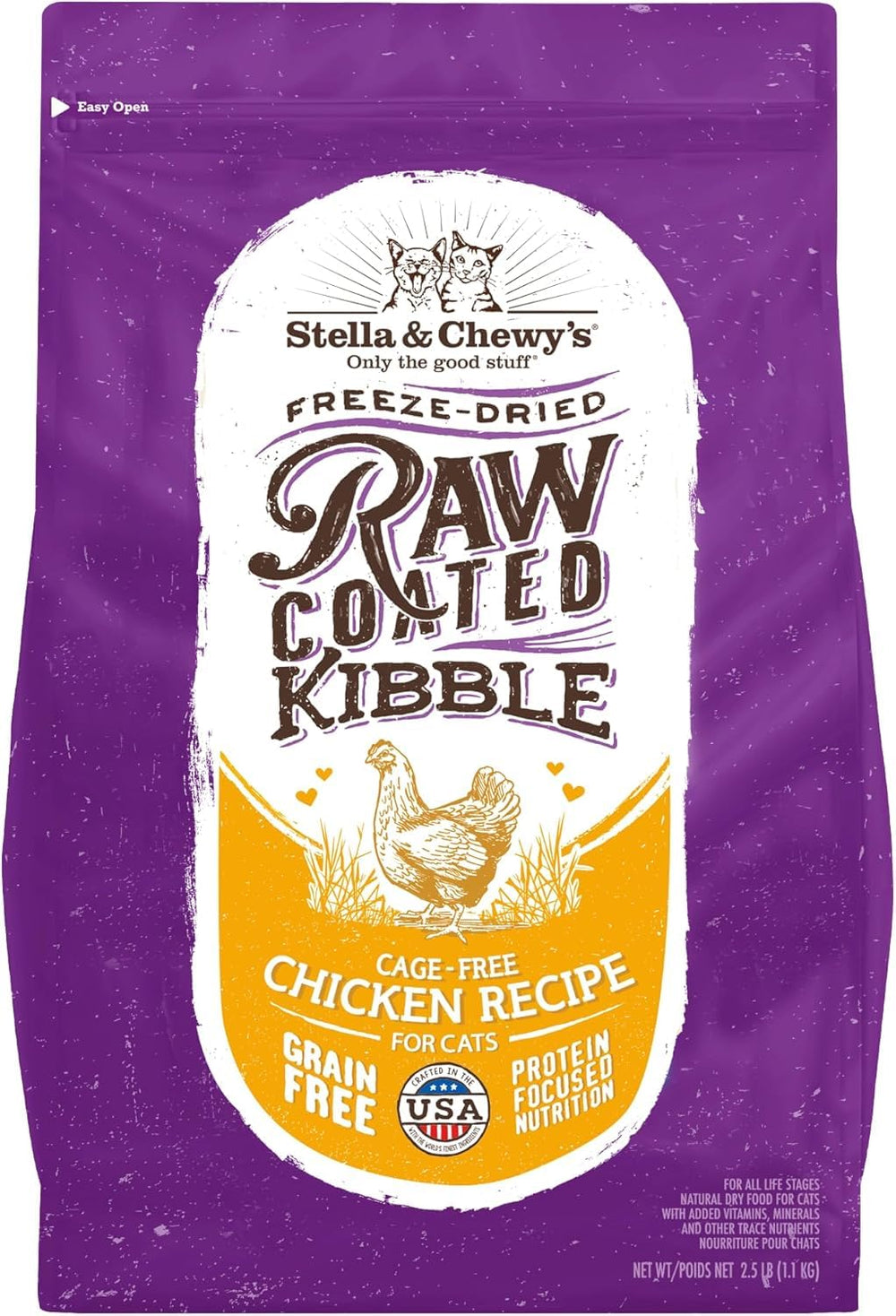 Stella & Chewy's raw-coated kibble with chicken offers high-protein nutrition for picky eaters.