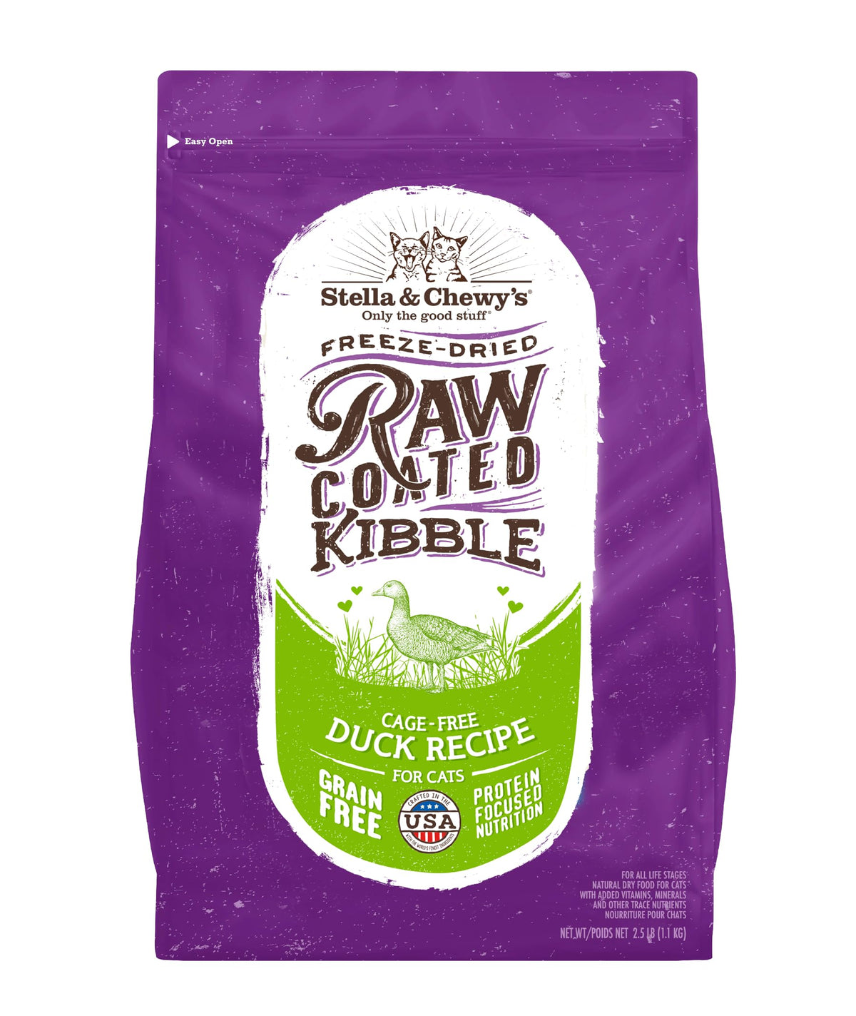 Stella & Chewy's raw-coated kibble in a cat bowl for picky eaters and protein.