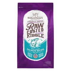 Stella & Chewy's raw-coated kibble packaging highlights premium ingredients for easy feeding.