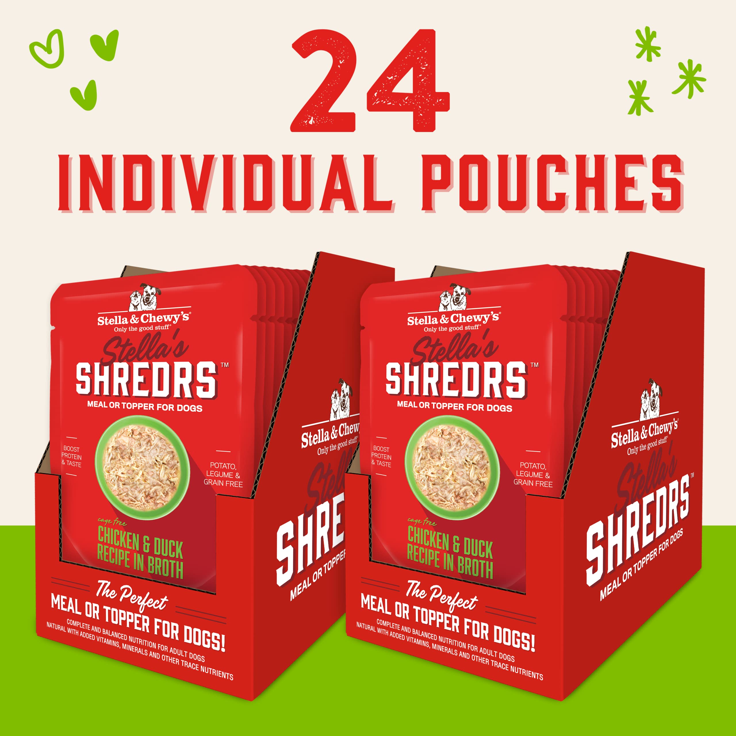 Shredrs texture showing shredded meat in rich broth from Stella & Chewy's.