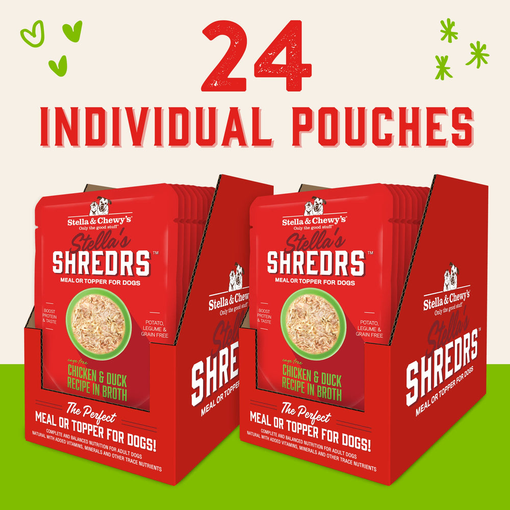 Shredrs texture showing shredded meat in rich broth from Stella & Chewy's.