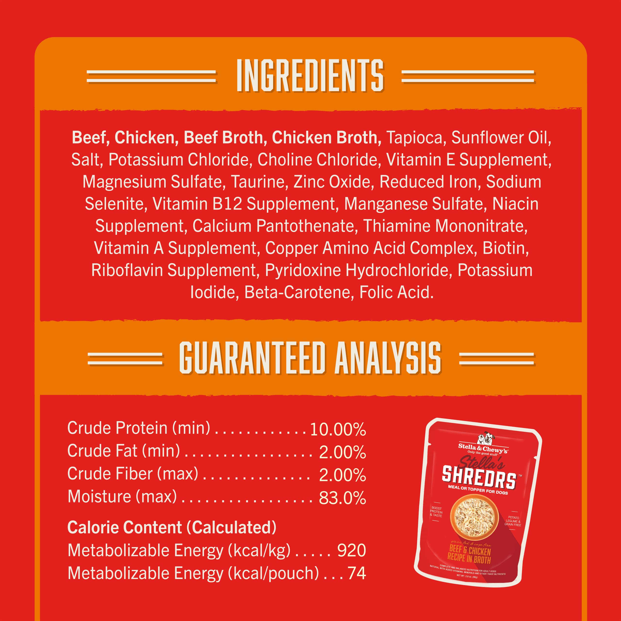Stella & Chewy's Shredrs grain-free formula supports grain-free feeding plans.