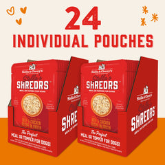 Stella & Chewy's Shredrs open pouch ready to pour with rich broth.