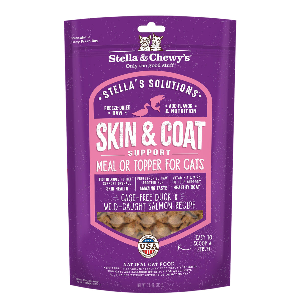 Stella & Chewy's Stella's Solutions Skin & Coat Boost with duck and salmon promotes skin and coat health