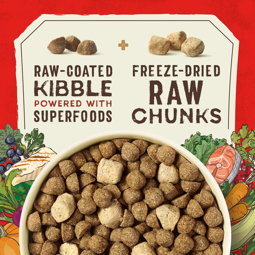Stella & Chewy's SuperBlends kibble in a bowl, designed for complete nutrition.