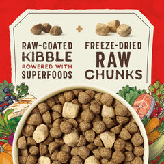 Stella & Chewy's SuperBlends kibble in a bowl, designed for complete nutrition.