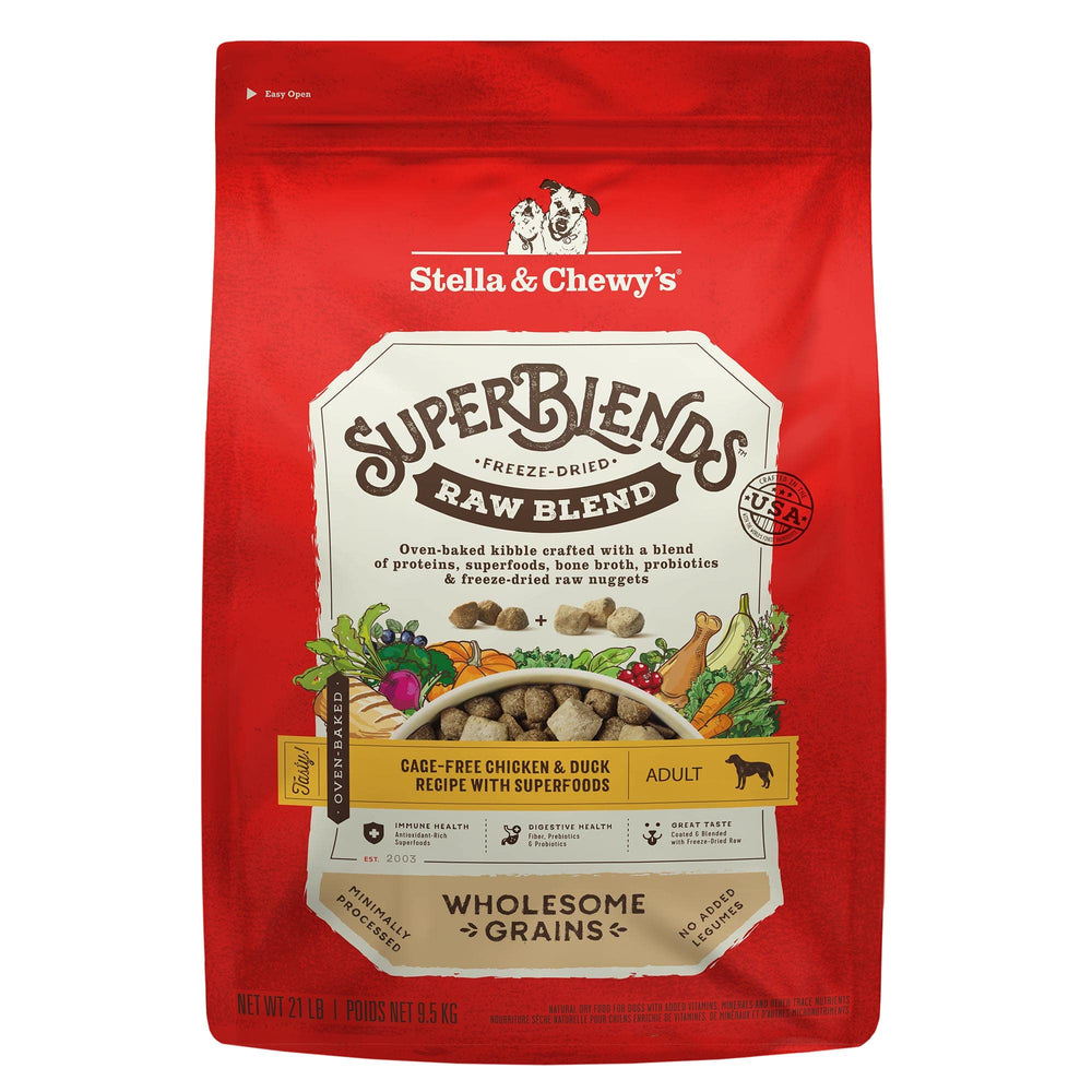 Stella & Chewy's SuperBlends raw blend chicken and duck bag boosts protein for active dogs