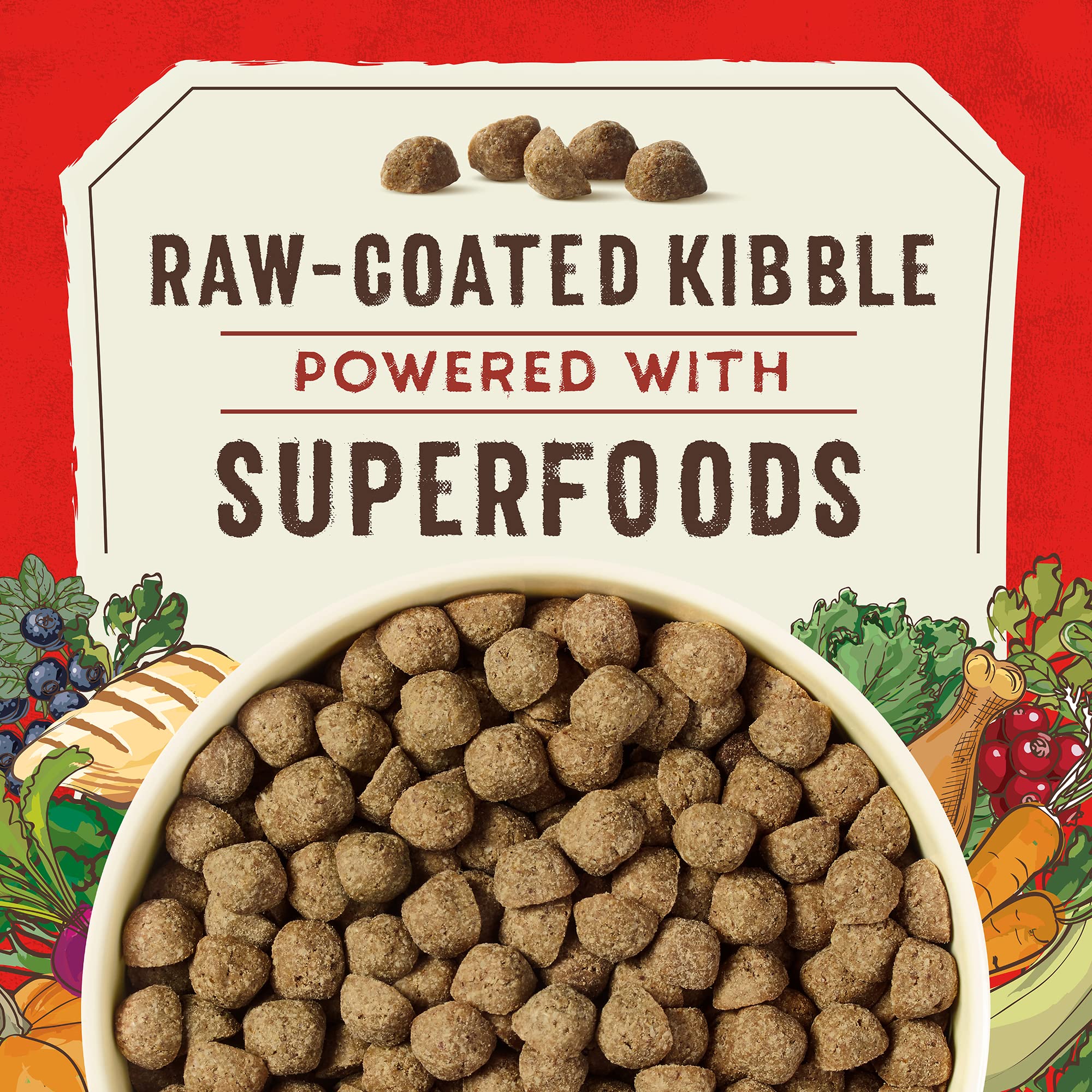 Stella & Chewy's SuperBlends kibble in a bowl signals protein-rich meals for dogs