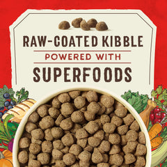Stella & Chewy's SuperBlends kibble in a bowl signals protein-rich meals for dogs