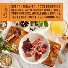 Stella & Chewy's SuperBlends kibble with visible superfood ingredients.