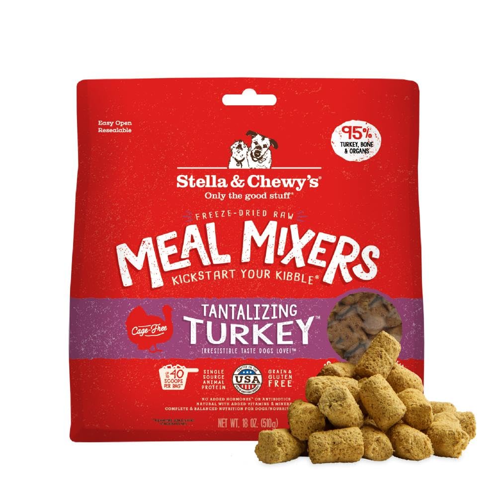 Stella & Chewy's Tantalizing Turkey Meal Mixers packaging shown for easy topping.