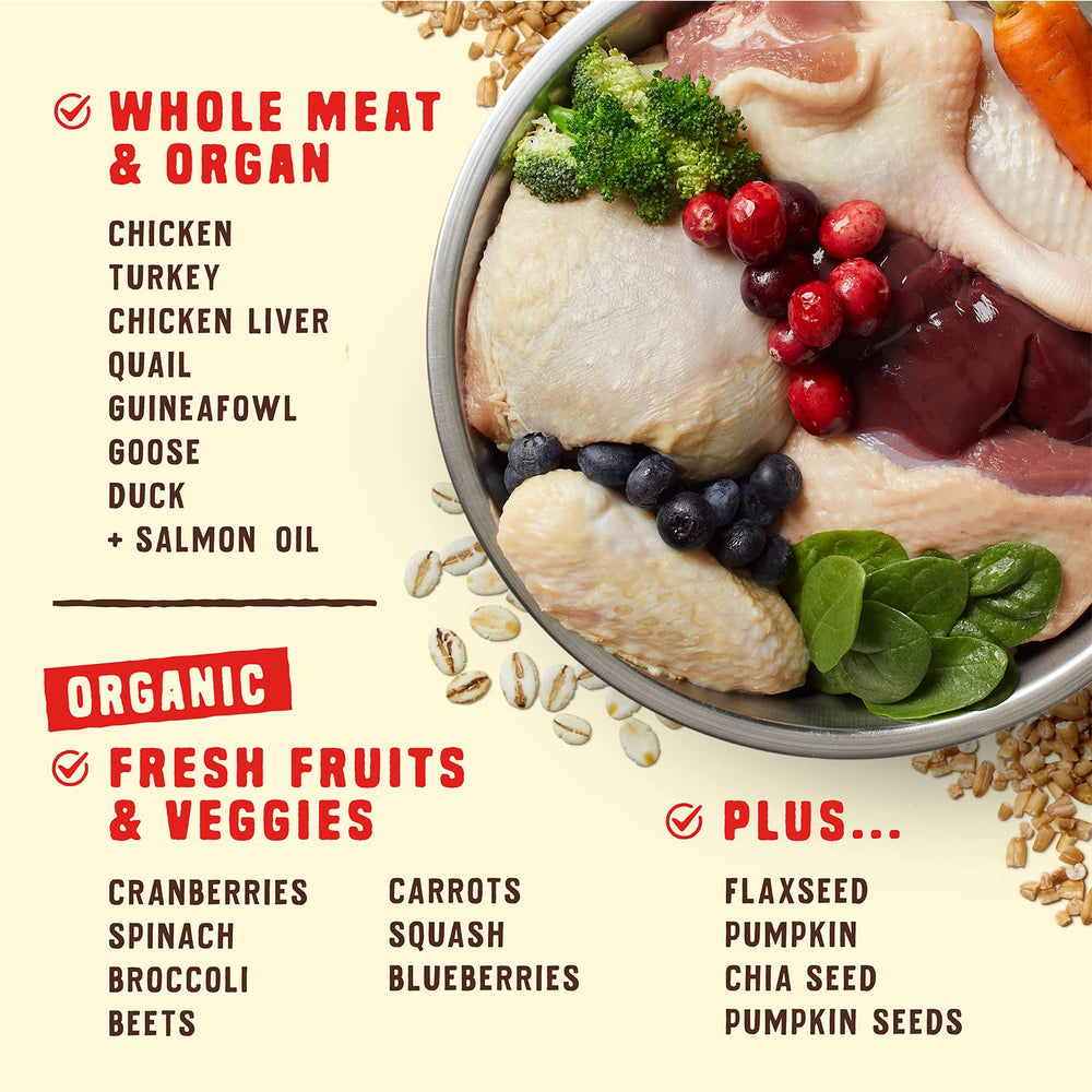 Whole Prey ingredients showcase muscle meat, organs, and cartilage.