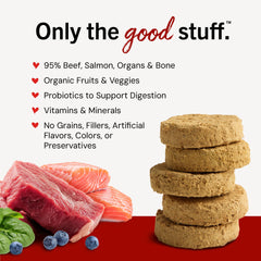 Stella & Chewy's whole-prey ingredients showcase meat, organs, and bone.