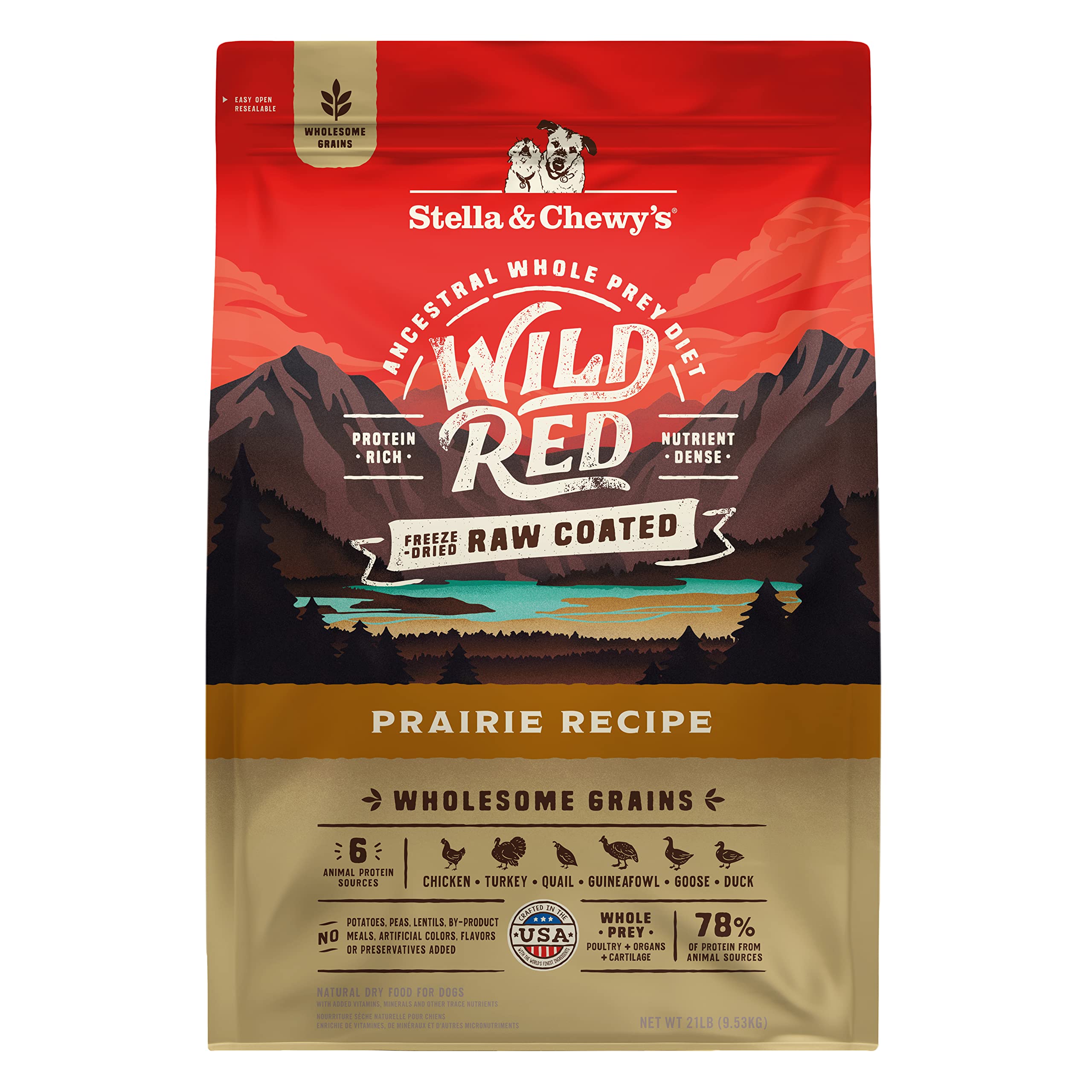 Stella & Chewy's Wild Red dry dog food bag front view for daily meals.