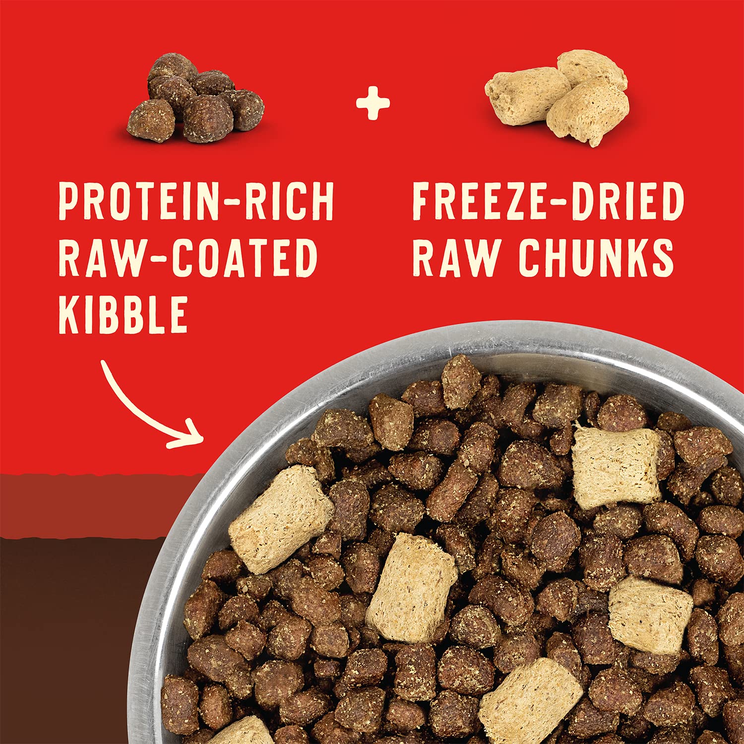 Stella & Chewy's Wild Red kibble closeup showing meat-rich bites and raw coating