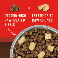 Stella & Chewy's Wild Red kibble closeup showing meat-rich bites and raw coating