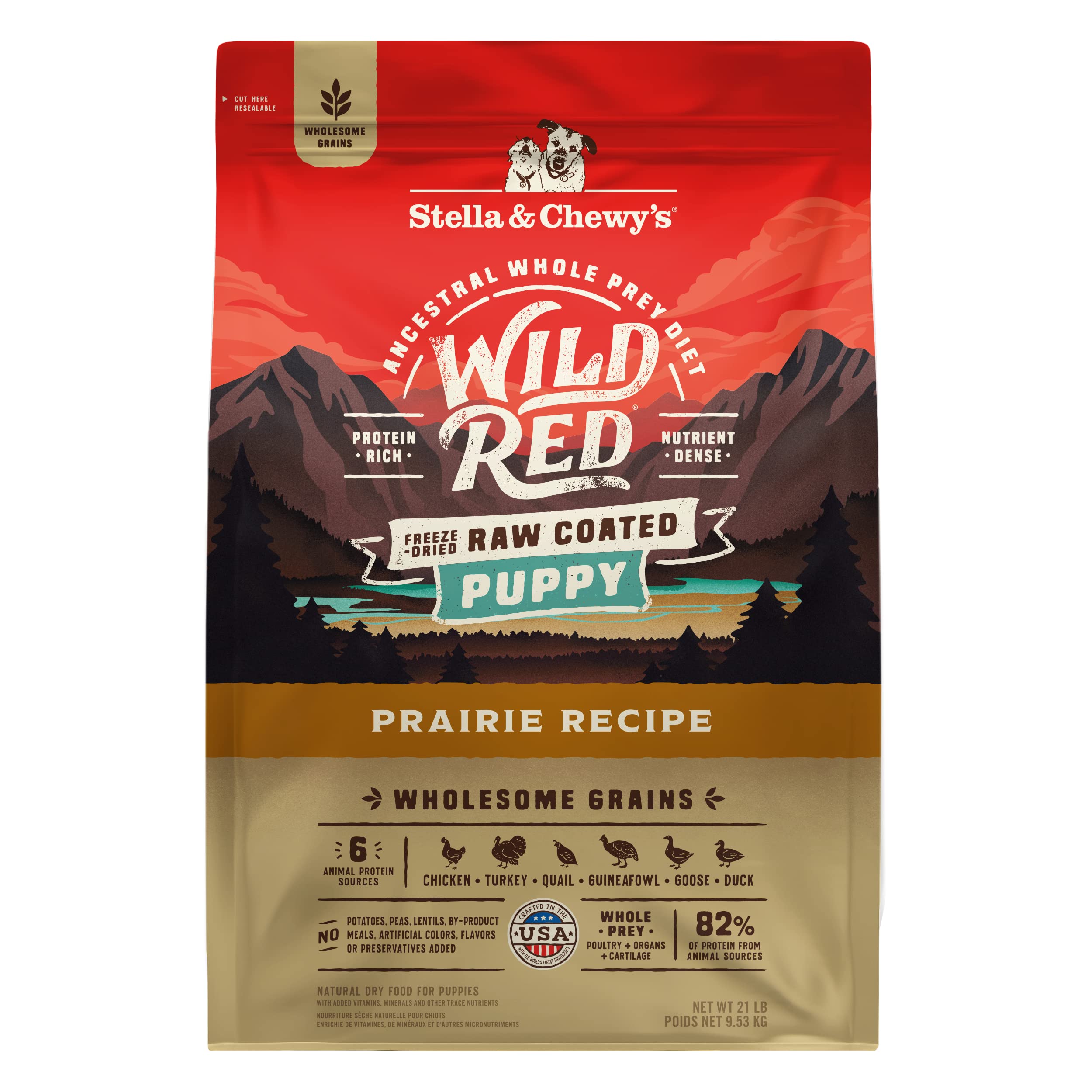 Stella & Chewy's Wild Red Prairie bag – premium protein-rich kibble on packaging
