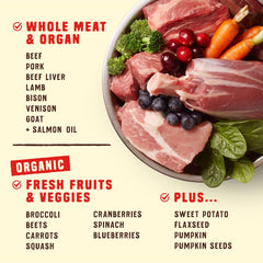 Kibble with freeze-dried raw coating from Stella & Chewy's Wild Red for enhanced flavor.