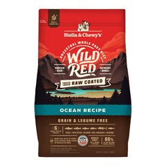Stella & Chewy's Wild Red Ocean Recipe kibble in bag highlights grain-free protein for a hearty meal.